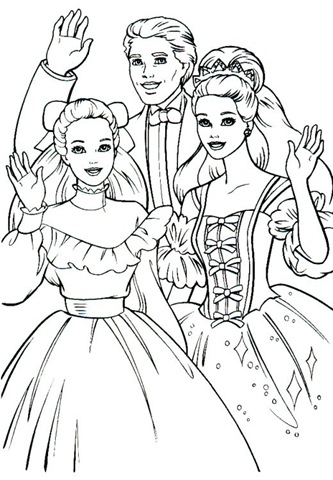 Retro coloring page for girls presenting Barbie