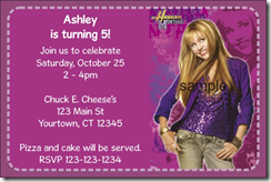 hannah montana invitations