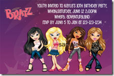 bratz birthday party invitations