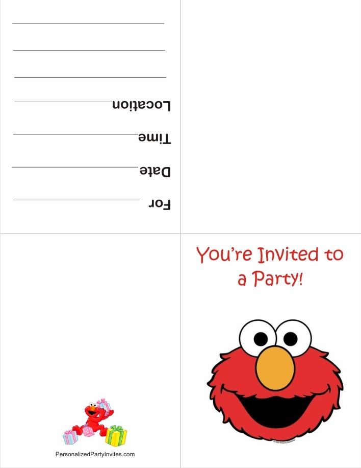 Free printable Elmo Invitation from PersonalizedPartyInvites.com.