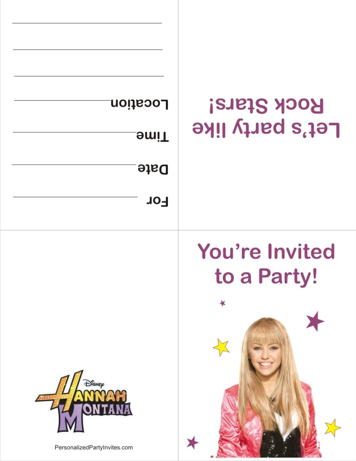 Hannah Montana FREE Printable Invitation | Birthday Party Invitations FAST!