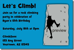 Boys 16th Birthday Party Ideas on Rock Climbing Invitation For Birthday Party    Birthday Party