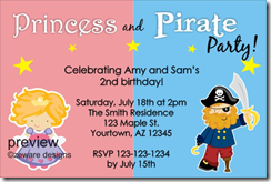 princess and pirate invitation