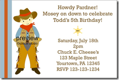 cowboy western birthday invitation