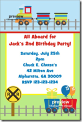 train birthday party invitation