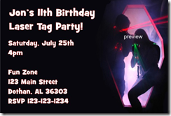 laser tag birthday party invitation
