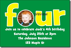 4th birthday party invitation