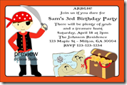 pirate birthday party invitation