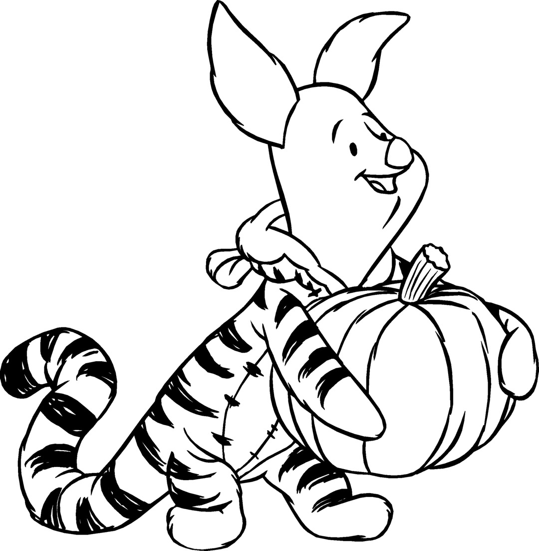 Halloween Piglet and Tigger Costume Coloring Page