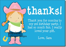 cowgirl thank you card