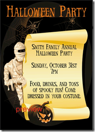 mummy halloween party invitation