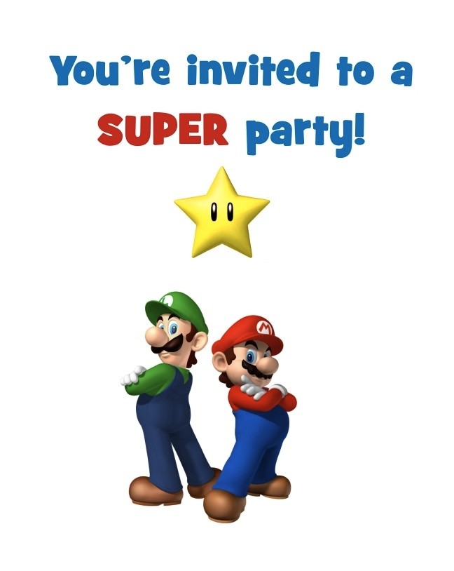 FREE Printable Super Mario Party Birthday Invitation Templates