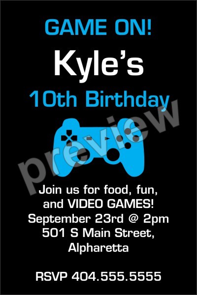 Game On Video Game Invitation Select Color Personalized Party Invites