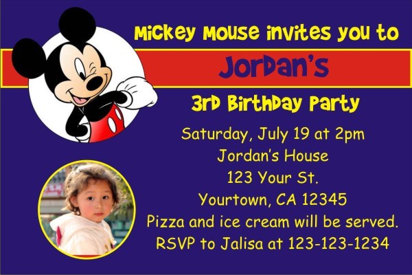 Mickey Mouse Photo Invitations