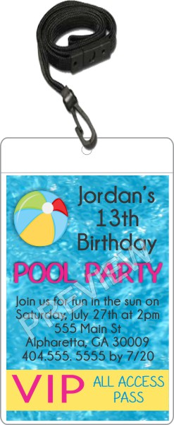 Pool Party VIP Pass invitation