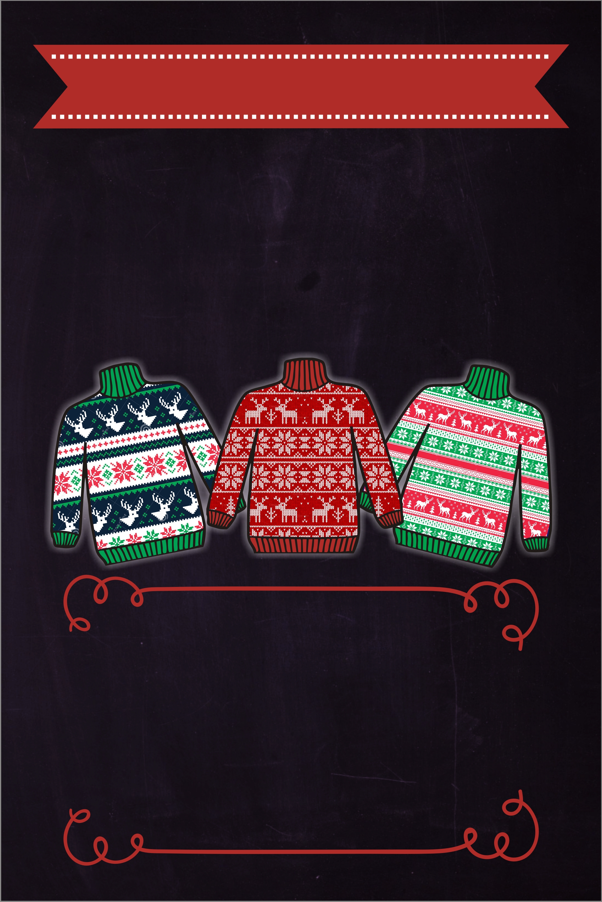 Ugly Christmas Sweater Party Invitation Chalkboard Style Personalized