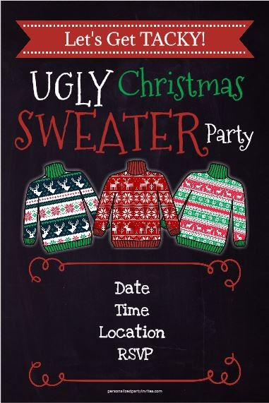 Personalized Party Invites News Ugly Christmas Sweater Party 