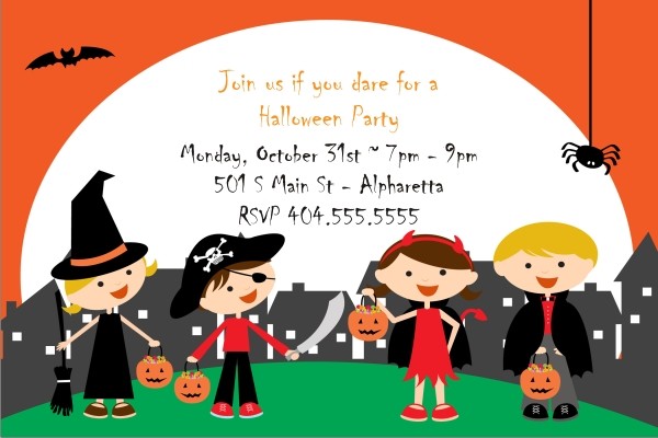 Halloween Party Invitation Design With Kids Vector Image, 49% OFF